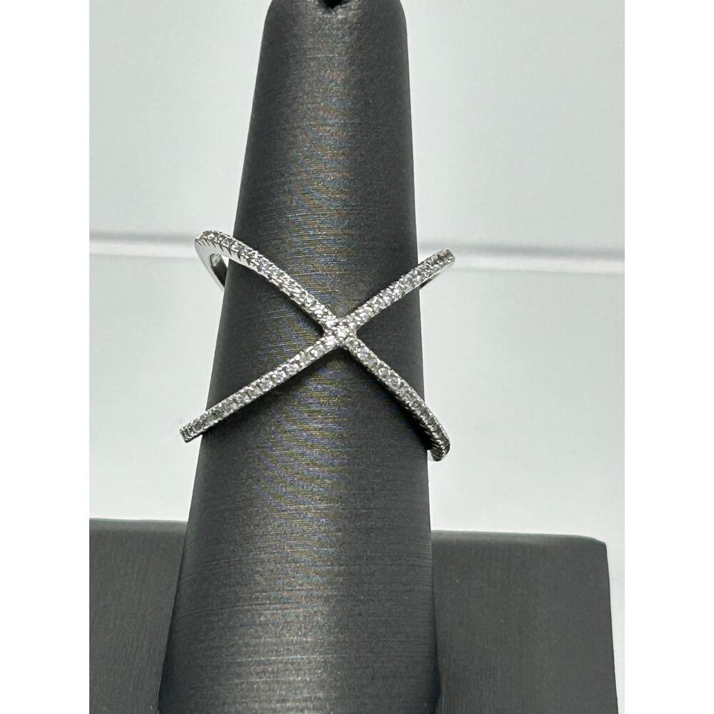 Marked JCM Silver over Brass Ring with CZ Stones